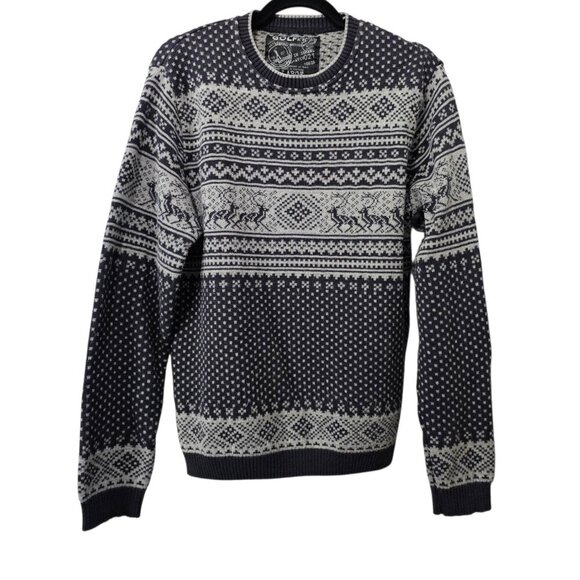 💥Golf Creation Knit Special Edition Cotton Blend Holiday Gray And blue Sweater - Picture 1 of 7